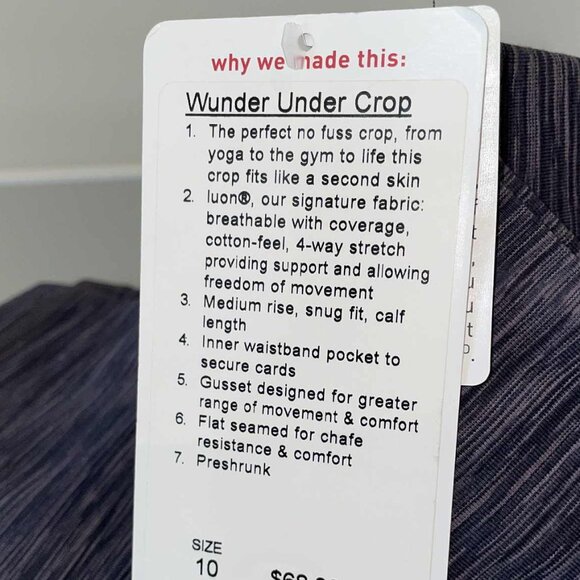 Lululemon Wunder Under Crop Black Space Dye / Black - NWT - Size 10 - Picture 6 of 7